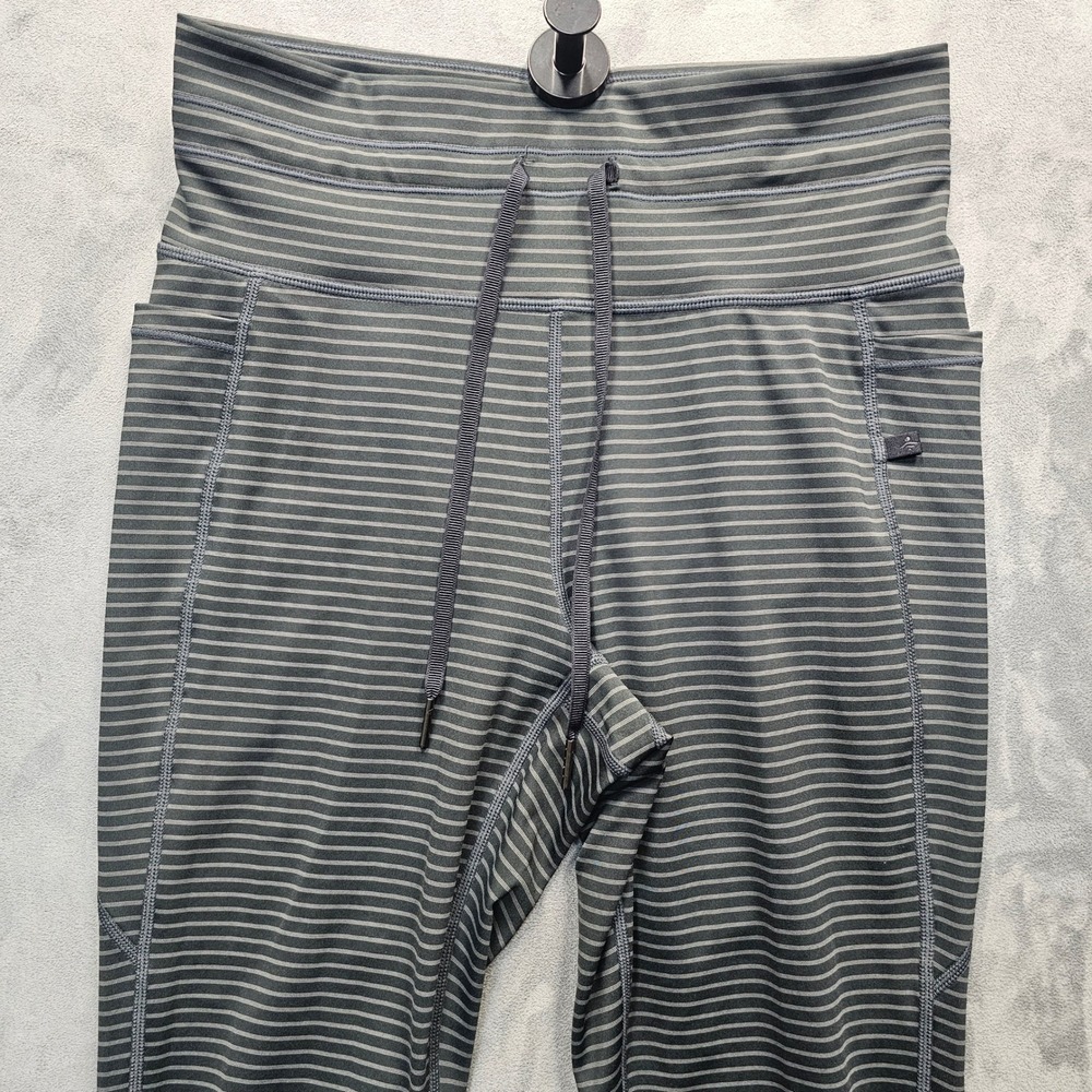 HALARA Women Gray Black Striped High Rise Active Leggings Pockets Size M 7/8